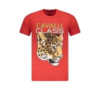 Cavalli Class, ,Tops ,Uomo ,Rosso ,L T-shirt Grafico Leopard