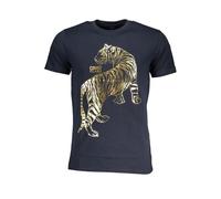 Cavalli Class Tshirt Uomo Stampa, 100% Cotone (IT, Testo, XXL, Regular, Regular, Blu)