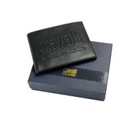 Cavalli Class Uomo " Downtown " Nero Stampa Logo Pelle Portafogli