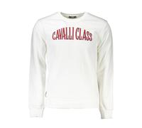 Cavalli Class White Cotton Men Sweater - XXL