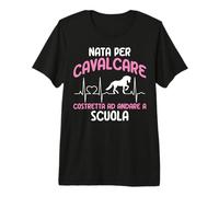 Cavalli Equitazione Nata per Cavalcare Cavallo Cavaliere Maglietta Premium