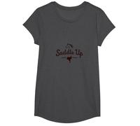 Cavalli in Sella per Ragazze Avventura equestre Cowgirl Maglietta, Ragazze, Grigio Scuro, L