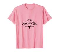 Cavalli in Sella per Ragazze Avventura equestre Cowgirl Maglietta, Uomo, Rosa, L