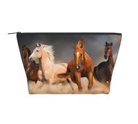 Cavalli marroni al galoppo nel deserto stampati, Borsa da toilette Borsa per trucco Borsa per cosmetici Borsa da toilette da viaggio portatile
