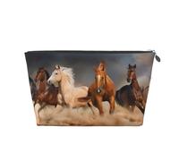 Cavalli marroni al galoppo nel deserto stampati, Borsa da toilette Borsa per trucco Borsa per cosmetici Borsa da toilette da viaggio portatile