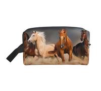Cavalli marroni al galoppo nel deserto stampati, Borsa per il trucco Borsa per cosmetici Borsa da viaggio portatile da viaggio Borsa per trucco Organizer