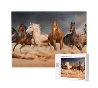 Cavalli marroni al galoppo nel deserto stampati,Puzzle in legno da 500 pezzi, gioco di famiglia, puzzle per adulti e adolescenti, decorazioni per la casa