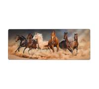 Cavalli marroni al galoppo nel deserto stampati,Tappetino per mouse grande, da scrivania, per tastiera e computer, con base in gomma antiscivolo, 30 x 80 cm