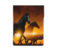 Cavalli neri e nuvole rosse luminose stampate, Custodia per laptop in pelle PU, borsa per notebook, custodia per laptop, custodia per tablet