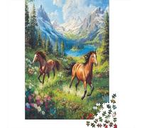 Cavalli selvaggi al galoppo1000 Pezzi Impossibili Per Adulti, Giochi, Regali, Sfide Per BambiniStile di pittura di paesaggio montano38x26cm/1000pcs