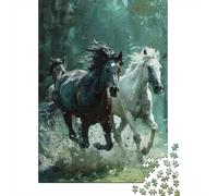 Cavalli Selvaggi in Corsa Puzzle 1000 Pezzi Carta per Adulti Scena Boschi Gioco di Puzzle 1000 Pezzi Relax Concentrazione Casa Regalo 70x50cm/1000pcs