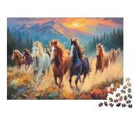 Cavalli selvaggi Set Di Puzzle Da 1000 Pezzi Per Hobbisti, Cartone Premium,animale Regalo Di Compleanno Perfetto, Gioco Di Sfida Difficile 38x26cm/1000pcs