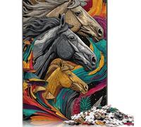 Cavalli Volanti Puzzle in Legno Adulto 300 Pezzi Puzzle Per Gioco Familiare Decorazione Interna Unica Gioco EduGattoion Regalo Per Amore E Amico Stress Relief Toy 300pcs (40x28cm)