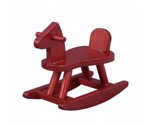 Cavallino a Dondolo in Legno 1:12 Cavallo a Dondolo in Miniatura Colore Marrone