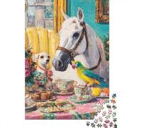 Cavallino bianco Puzzle in Legnos 1000 Pezzi Puzzle Adulto Decorazione Interna Unica Divertimento Gioco Regalo Per Amore E Amico Per Gioco Familiare Stress Relief 1000pcs (75x50cm)