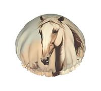 Cavallino Bianco Rampante Cuffia da a doppia impermeabile da donna, cuffia da bagno e da casa, cuffia da a riutilizzabile, cuffia da a per donna,