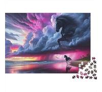 Cavallo 1000 Pezzi Puzzle per Adulti | Carta Riciclata Cavaliere e Cavallo in Cielo Vivido Regalo Divertente ed Educativo 38x26cm/1000pz