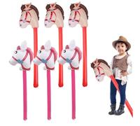 Cavallo a bastone gonfiabile 6 pezzi colorati a palloncino di cavallo di plastica morbido e anti-focolare con sede per boschi di pallini per bambini per le forniture per feste di compleanno te.