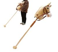 Cavallo A Bastone | Per Bambini Piccoli Cavallo Di Peluche Con Bastone E Ruote In Legno | Per Gioco Di Ruolo In Casa Giardino Asilo Compleanno