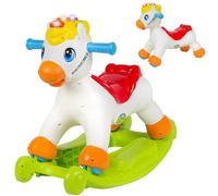 Cavallo a Dondolo 2in1 Cavalluccio Cavalcabile Trasformabile in Ride On 4 Ruote con Luci e Suoni Alfabeto e Numeri Giocattolo Prima Infanzia Educativo Bambino Il divertimento si fa doppio con il nuovi
