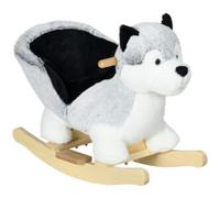 Cavallo a Dondolo a Forma di Cane Husky per Bambini da 18-36 Mesi, 60x33x50cm, Grigio