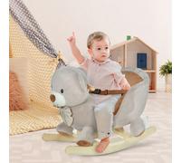 Cavallo a Dondolo a Forma di Orso con Suoni, Cavalluccio a Dondolo per Bambini 18-36 mesi Interattivo, Grigio, 60x33x50cm Description:Trasforma la cameretta dei tuoi bambini in un mondo magico, in cui