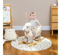 Cavallo a dondolo a forma di pecora per bambini, in legno e peluche, con cintura, pedali e suoni, adatto per 1-3 anni, dimensioni 68x35x55 cm, colore grigio Scopri un mondo di divertimento con il cava