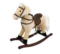 Cavallo a Dondolo Beige, Peluche Cavalcabile, Nitrisce e Muove la Bocca