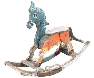 Cavallo a Dondolo Biscottini Legno Massello Anticato 92x29x69 Arredo Gioco