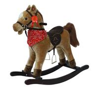 Sport1 Cavallo a Dondolo Rodeo in Legno e Morbido Tessuto con Effetti Sonori Marrone Chiaro