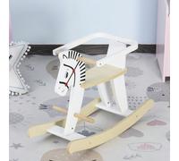 Cavallo a Dondolo Classico in Legno per Bambini 1-3 Anni con Bordo, Maniglie e Poggiapiedi, 68x26.5x48cm, Bianco Description:Prepara i tuoi bimbi a cavalcare verso nuove avventure e porta a casa quest