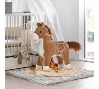 Cavallo a Dondolo Giocattolo con Suoni Realistici per Bambini 3-6 Anni, Marrone