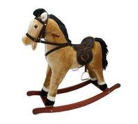 Cavallo a Dondolo Grande Marrone Chiaro, Peluche Cavalcabile, Nitrisce e Muove la Bocca