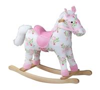 Cavallo a dondolo in legno con motivo floreale