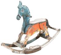 Cavallo a Dondolo Legno Massello Anticato 92x29x69cm Gioco Arredo Camera Bambini