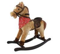 Cavallo a Dondolo Marrone Chiaro, Peluche Cavalcabile, Nitrisce e Muove la Bocca