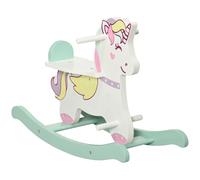 Cavallo A Dondolo Per Bambini 1-3 Anni Con Maniglie, Schienale E Pedali In Mdf, 68l X 27p X 47.5a Cm, Multicolore