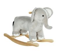 Cavallo a Dondolo per Bambini 2-4 Anni a Forma di Elefante con Suoni e Rivestimento Morbido, Grigio