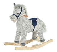 Cavallo A Dondolo Per Bambini 3-6 Anni Con Suoni In Peluche, 73x35x64cm, Grigio