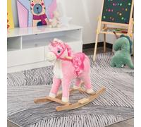 Cavallo a Dondolo per Bambini 36-72 Mesi, Unicorno a Dondolo con Suoni in Legno e Peluche Rosa, 74x33x62cm Description:Pronti a partire per nuove avventure al galoppo? Questo cavallo a dondolo HOMCOM