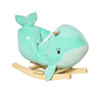 Cavallo a Dondolo per Bambini in Legno e Peluche Balena Turchese