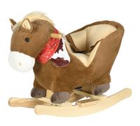 Cavallo a Dondolo per Bambini in Legno e Peluche Cavallino Marrone