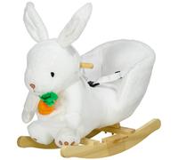 Cavallo a Dondolo per Bambini in Legno e Peluche Coniglio Bianco