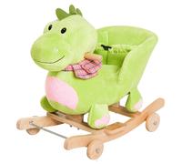 Cavallo a Dondolo per Bambini in Legno e Peluche Drago Verde