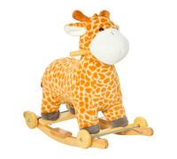 Cavallo a Dondolo per Bambini in Legno e Peluche Giraffa Giallo