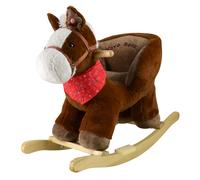Cavallo a Dondolo per Bambini in Legno e Peluche Pony con Suoni