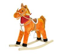 Cavallo a dondolo per bambini, in peluche, con dondoli in legno, sedia a dondolo con coda che scodinzola, bocca mobile e suoni realistici, regalo per ragazzo e ragazza, età 1-6 anni, marrone (marrone