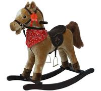 Cavallo a Dondolo per Bambini in Peluche con Suoni Marrone Chiaro