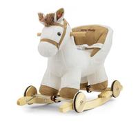 Cavallo a dondolo per bambini manici in legno e pattini con poggiapiedi Polly White Milly Mally