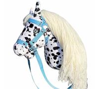 Cavallo a Dondolo Pinto Bianco A4 - Testa di Morbido Materiale Minky - Sicuro e Certificato per Bambini dai 4 Anni - Ideale per Gioco e Apprendimento